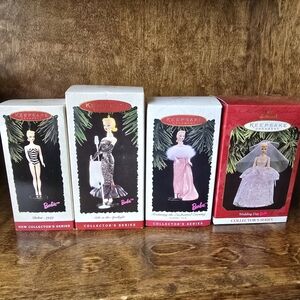Lot of 4 Vintage Hallmark Barbie Keepsake Ornaments #1-4 (1994-97) NEW